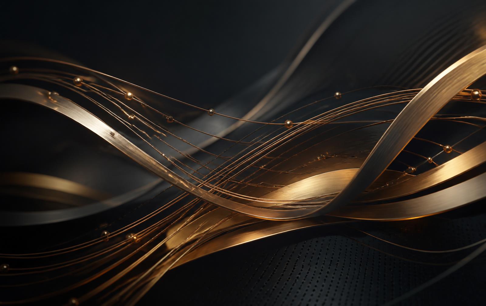 Abstract brass ribbons on a charcoal background introducing the BEN'S PRO company profile